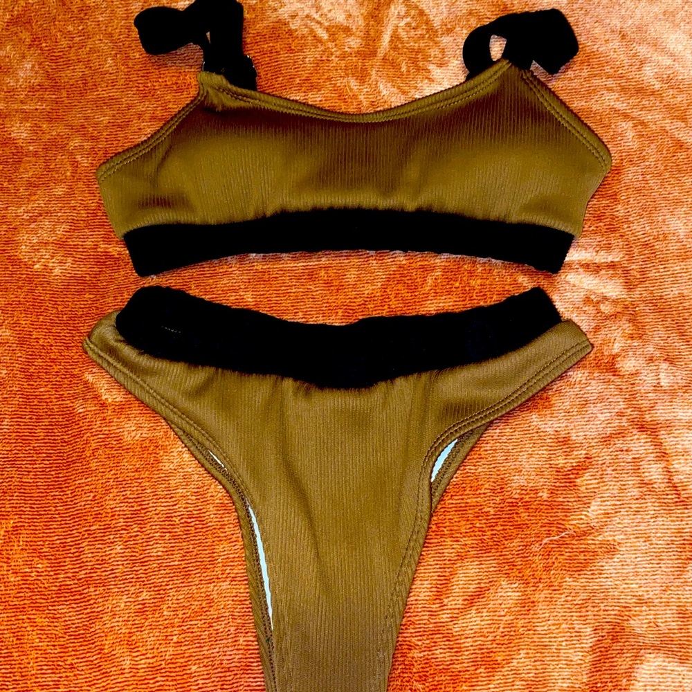 Brown and black bikini